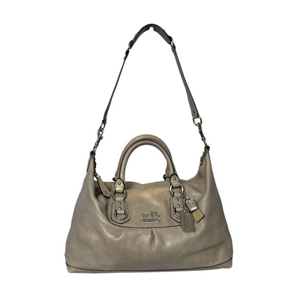 Coach Madison Sabrina Satchel Bag Gray Leather Handbag Purse Strap Large 12949 - Picture 3 of 13